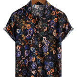 Czarna koszula męska boho w kwiaty