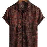 Brązowa koszula męska w stylu western paisley