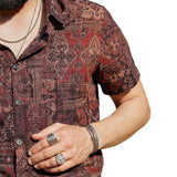 Brązowa koszula męska w stylu western paisley