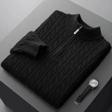 Welurowy sweter męski Deneb z półgolfem na zamek