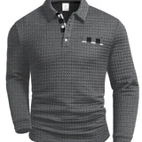 Sweter męski polo ze splotem w jodełkę