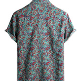 Zielona koszula męska vintage paisley z guzikami