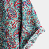 Zielona koszula męska vintage paisley z guzikami