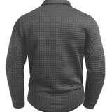 Sweter męski polo ze splotem w jodełkę