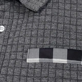 Sweter męski polo ze splotem w jodełkę