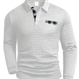 Sweter męski polo ze splotem w jodełkę
