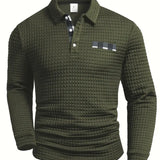 Sweter męski polo ze splotem w jodełkę