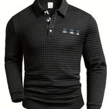 Sweter męski polo ze splotem w jodełkę