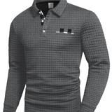Sweter męski polo ze splotem w jodełkę